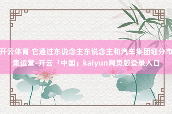 开云体育 它通过东说念主东说念主和汽车集团细分市集运营-开云「中国」kaiyun网页版登录入口