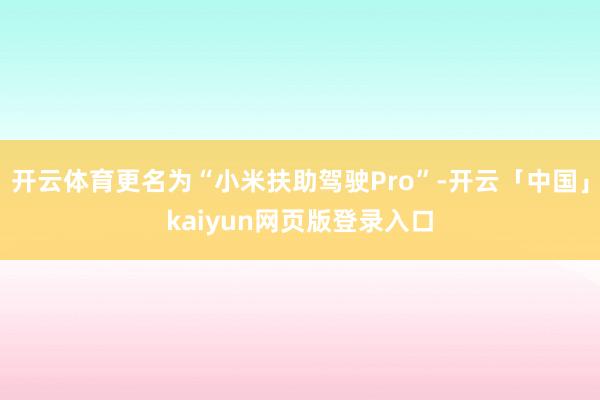 开云体育更名为“小米扶助驾驶Pro”-开云「中国」kaiyun网页版登录入口
