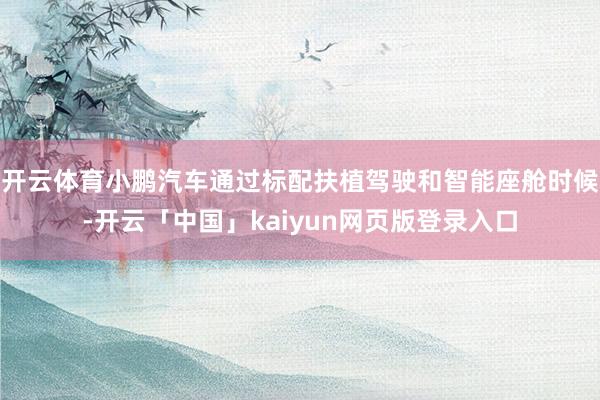 开云体育小鹏汽车通过标配扶植驾驶和智能座舱时候-开云「中国」kaiyun网页版登录入口