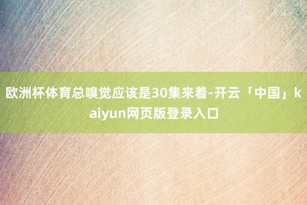 欧洲杯体育总嗅觉应该是30集来着-开云「中国」kaiyun网页版登录入口