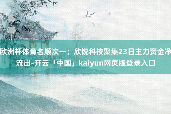 欧洲杯体育名顺次一；欣锐科技聚集23日主力资金净流出-开云「中国」kaiyun网页版登录入口