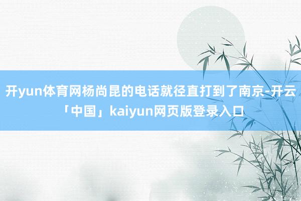 开yun体育网杨尚昆的电话就径直打到了南京-开云「中国」kaiyun网页版登录入口