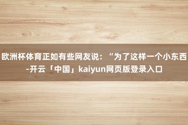 欧洲杯体育正如有些网友说:“为了这样一个小东西-开云「中国」kaiyun网页版登录入口