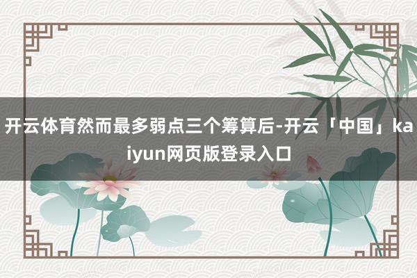 开云体育然而最多弱点三个筹算后-开云「中国」kaiyun网页版登录入口