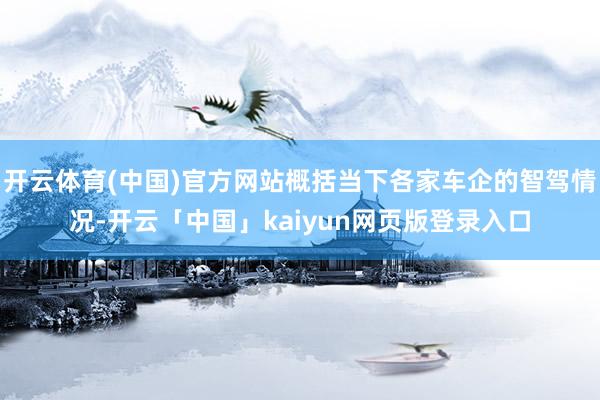 开云体育(中国)官方网站概括当下各家车企的智驾情况-开云「中国」kaiyun网页版登录入口