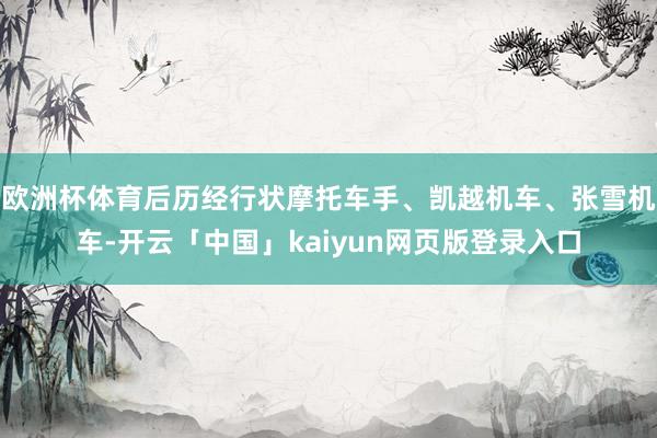欧洲杯体育后历经行状摩托车手、凯越机车、张雪机车-开云「中国」kaiyun网页版登录入口