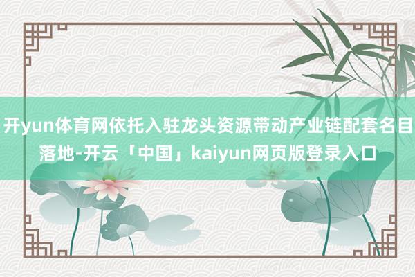 开yun体育网依托入驻龙头资源带动产业链配套名目落地-开云「中国」kaiyun网页版登录入口